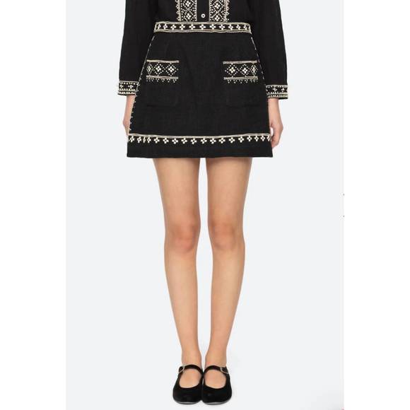 NEW SEA mille embroidery mini skirt in black